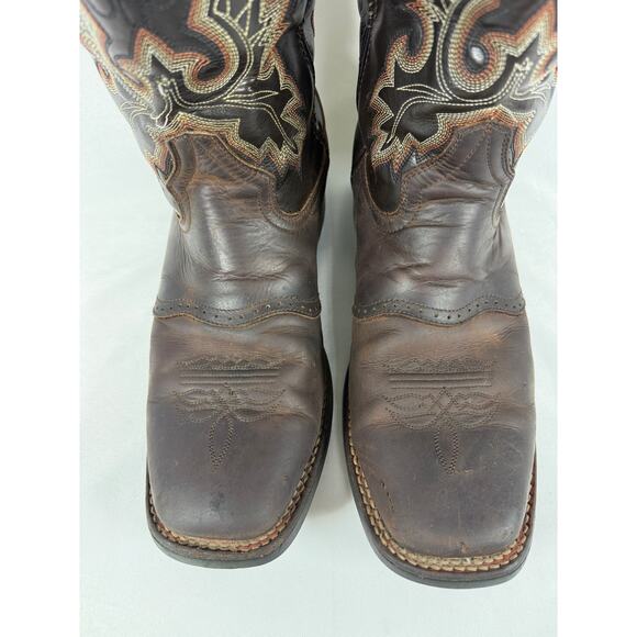 Double-H Brown Leather Western Cowboy Boots Men Size 10D Made in Mexico main image 13